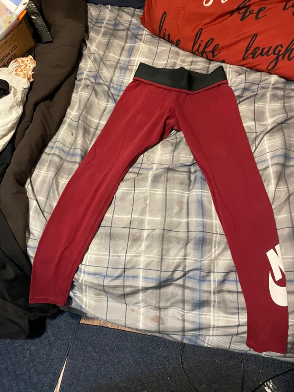 Nike Kids Maroon Athletic Leggings with Logo